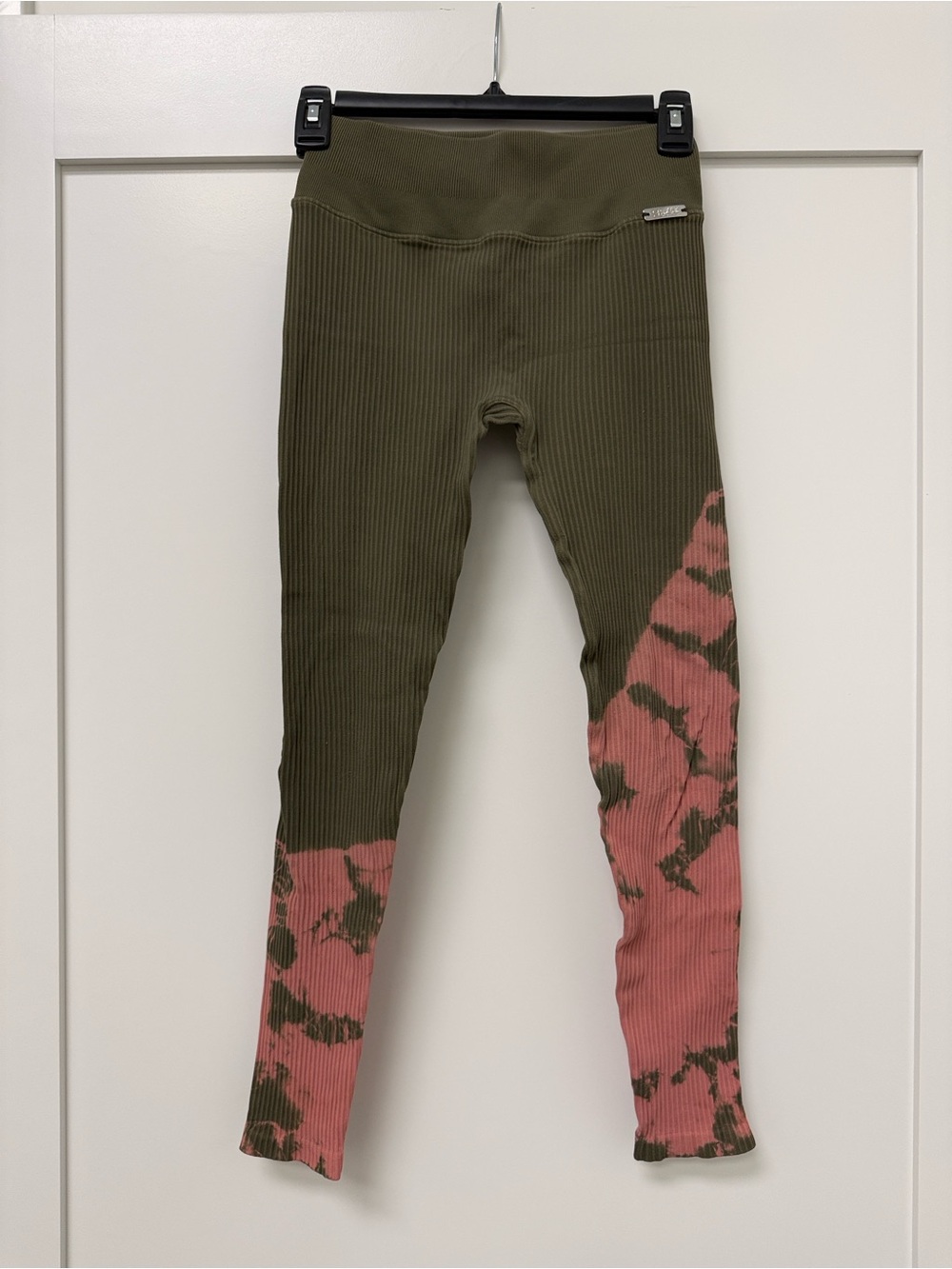 Bombshell Olive & Coral Tie-Dye High-Waist Leggings- Sz 6 - Picture 4 of 8